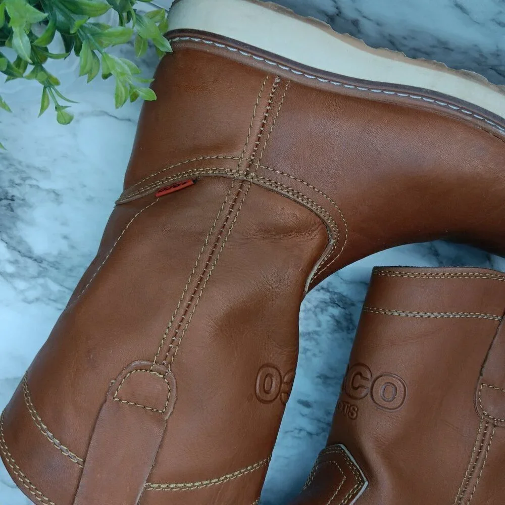 ARCO MEN'S WORK BOOTS ROUND TOE GENUINE LEATHER PULL ON SOFT TOE LIGHT BROWN 7